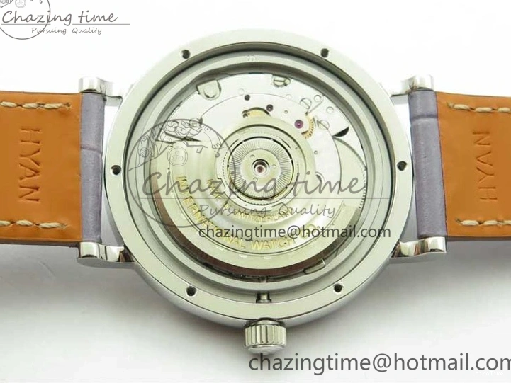 MIROTIME 0510 Attractive Portofino 37mm SS V7F 1:1 Best Edition Gray Dial Diamonds Bezel on Gray Leather Strap A 7091